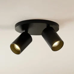 Arcchio spot Brinja, zwart, rond, Ø 6 cm, 2-lamps, GU10