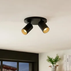 Arcchio spot Brinja, zwart, rond, Ø 6 cm, 2-lamps, GU10