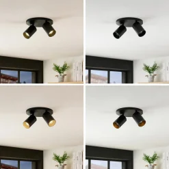 Arcchio spot Brinja, zwart, rond, Ø 6 cm, 2-lamps, GU10