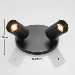 Arcchio spot Brinja, zwart, rond, Ø 6 cm, 2-lamps, GU10