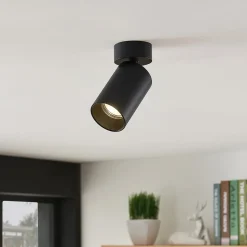 Arcchio spot Brinja, zwart, rond, 13 cm hoog, Ø 6 cm