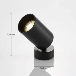 Arcchio spot Brinja, zwart, rond, 13 cm hoog, Ø 6 cm