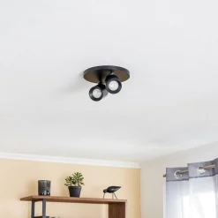 Arcchio spot Brinja, zwart, rond, Ø 7 cm, 2-lamps, GU10