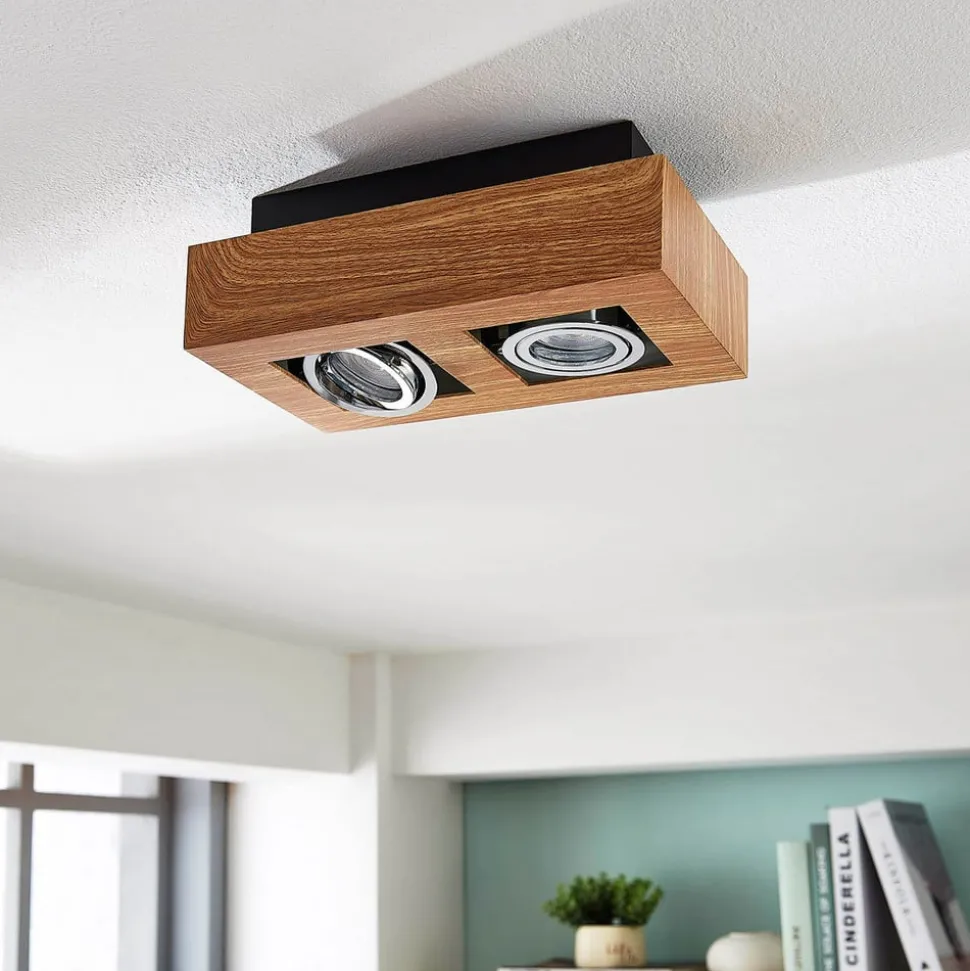 Arcchio spot Vince, 25 cm, houtkleurig, metaal, GU10