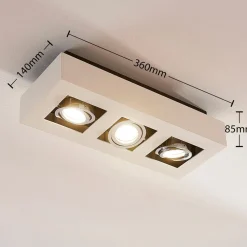 Arcchio spot Vince, 36 cm, 3-lamps, wit/chroom, GU10