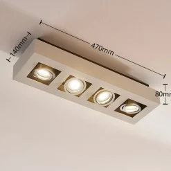 Arcchio spot Vince, 47 cm, 4-lamps, wit/chroom, GU10