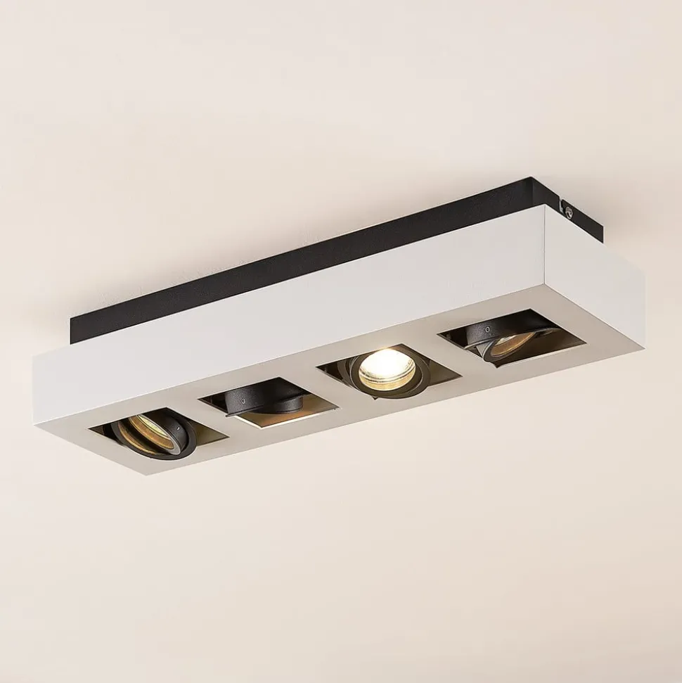 Arcchio spot Vince, 47 cm, 4-lamps, wit/zwart, GU10