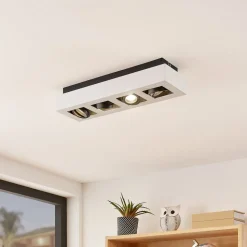 Arcchio spot Vince, 47 cm, 4-lamps, wit/zwart, GU10