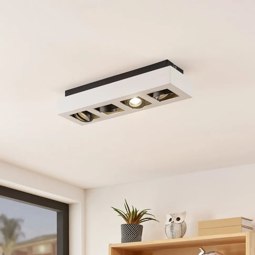 Arcchio spot Vince, 47 cm, 4-lamps, wit/zwart, GU10