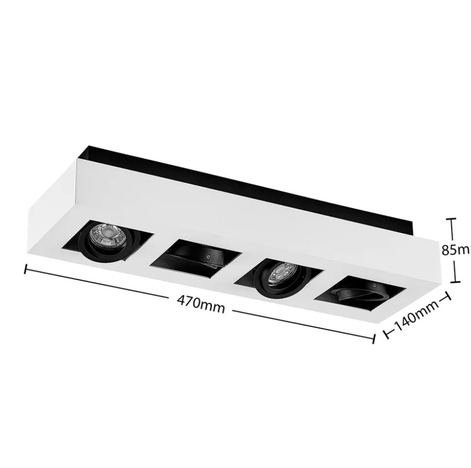 Arcchio spot Vince, 47 cm, 4-lamps, wit/zwart, GU10