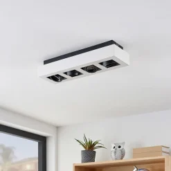 Arcchio spot Vince, 47 cm, 4-lamps, wit/zwart, GU10