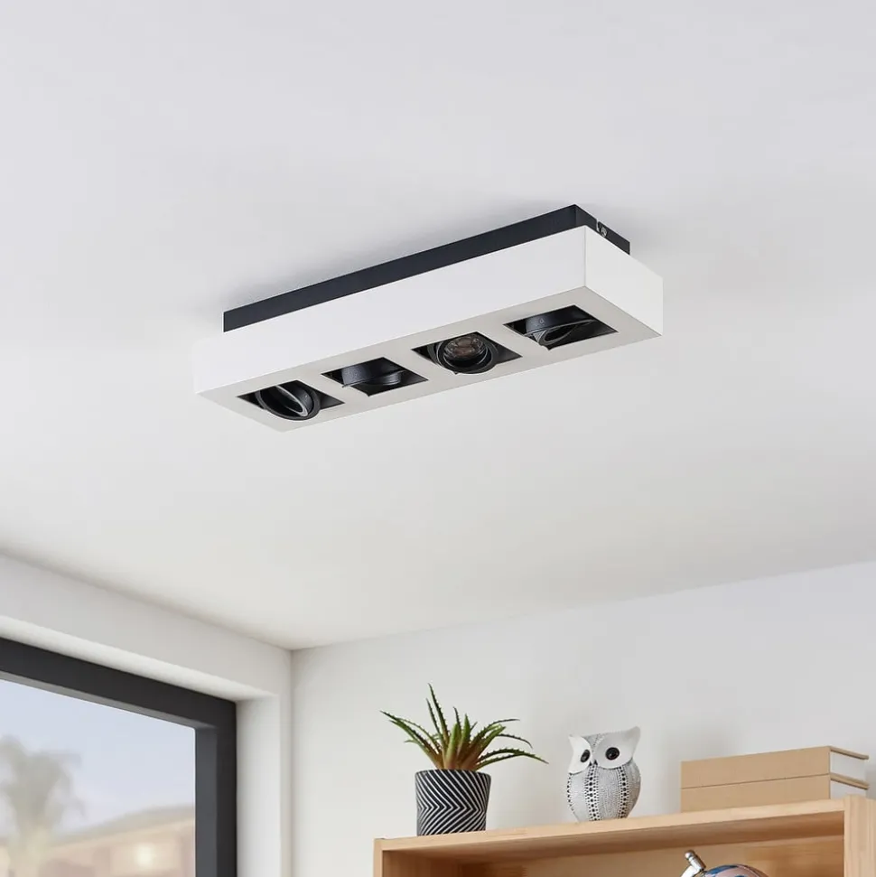 Arcchio spot Vince, 47 cm, 4-lamps, wit/zwart, GU10