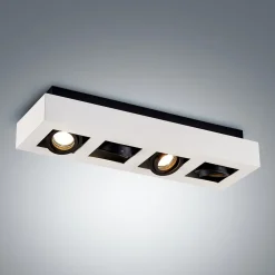 Arcchio spot Vince, 47 cm, 4-lamps, wit/zwart, GU10