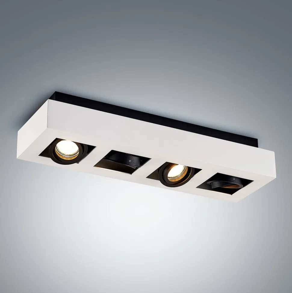 Arcchio spot Vince, 47 cm, 4-lamps, wit/zwart, GU10