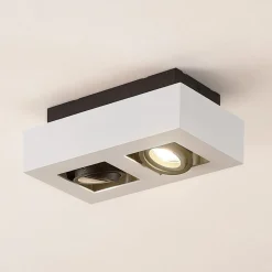 Arcchio spot Vince, 25 cm, 2-lamps, wit/zwart, GU10