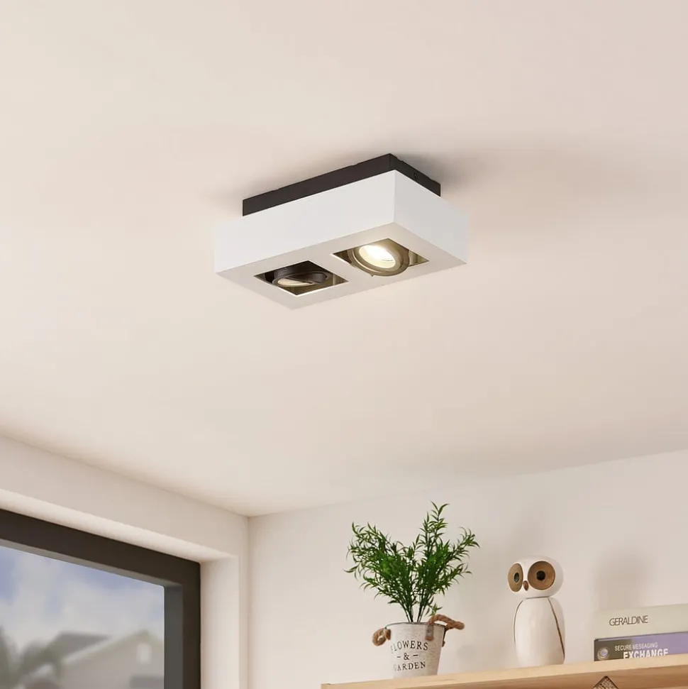 Arcchio spot Vince, 25 cm, 2-lamps, wit/zwart, GU10