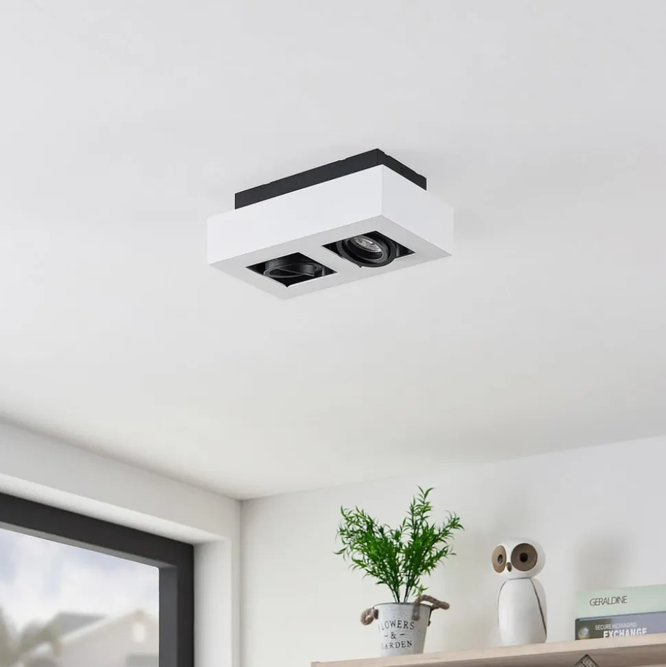 Arcchio spot Vince, 25 cm, 2-lamps, wit/zwart, GU10