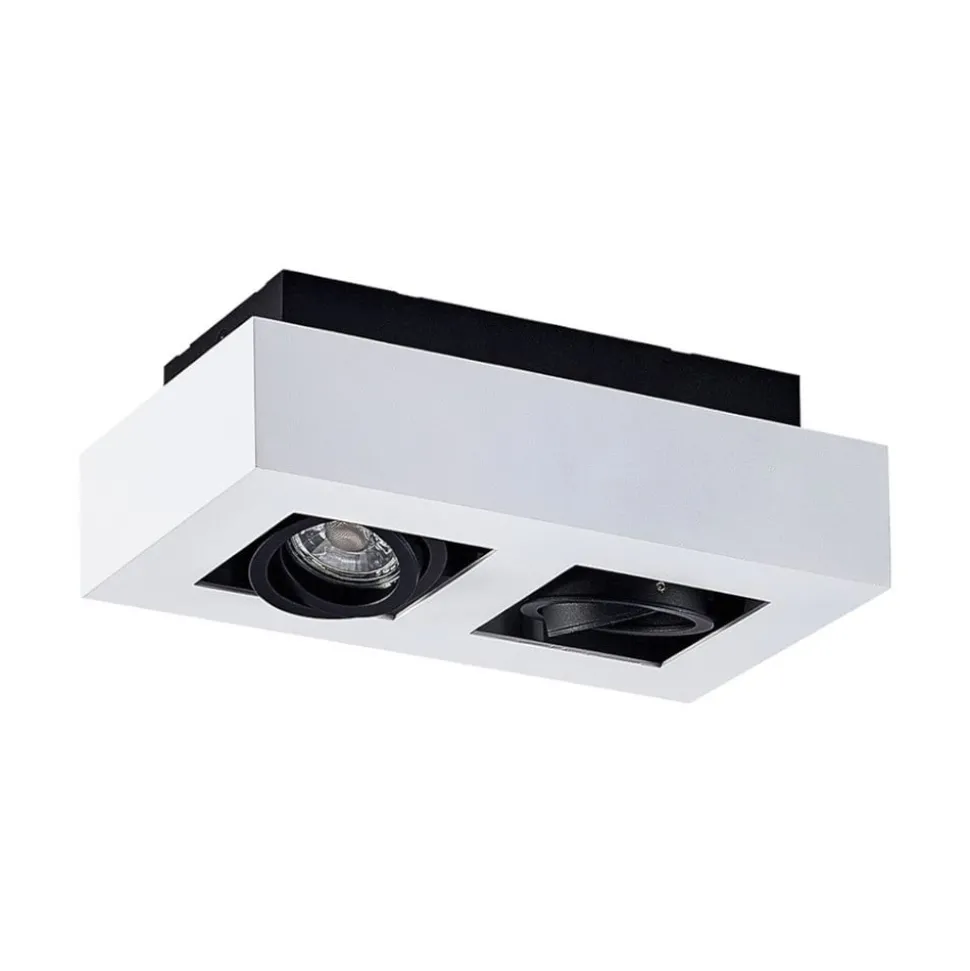 Arcchio spot Vince, 25 cm, 2-lamps, wit/zwart, GU10