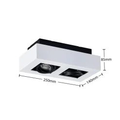 Arcchio spot Vince, 25 cm, 2-lamps, wit/zwart, GU10