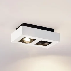 Arcchio spot Vince, 25 cm, 2-lamps, wit/zwart, GU10