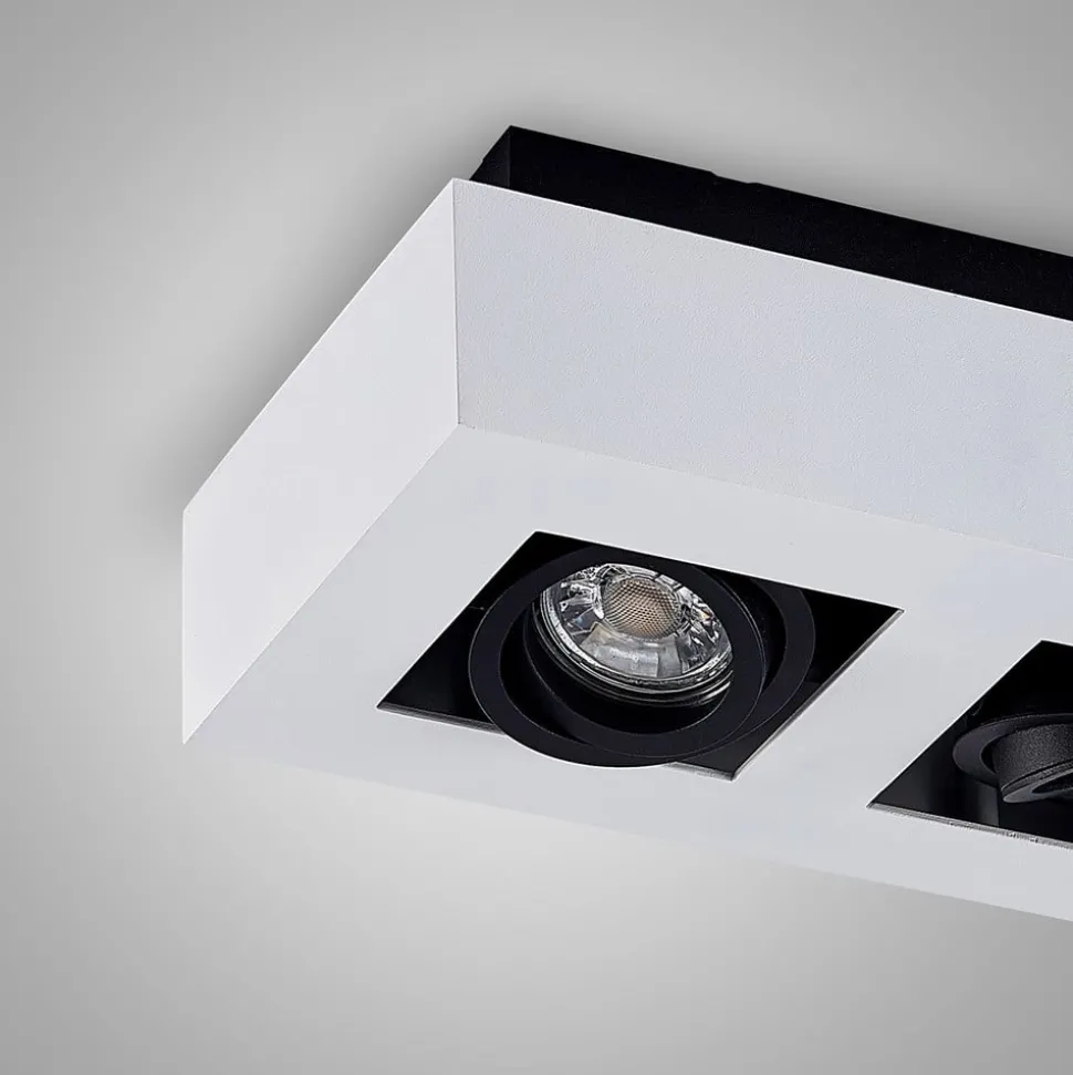 Arcchio spot Vince, 25 cm, 2-lamps, wit/zwart, GU10