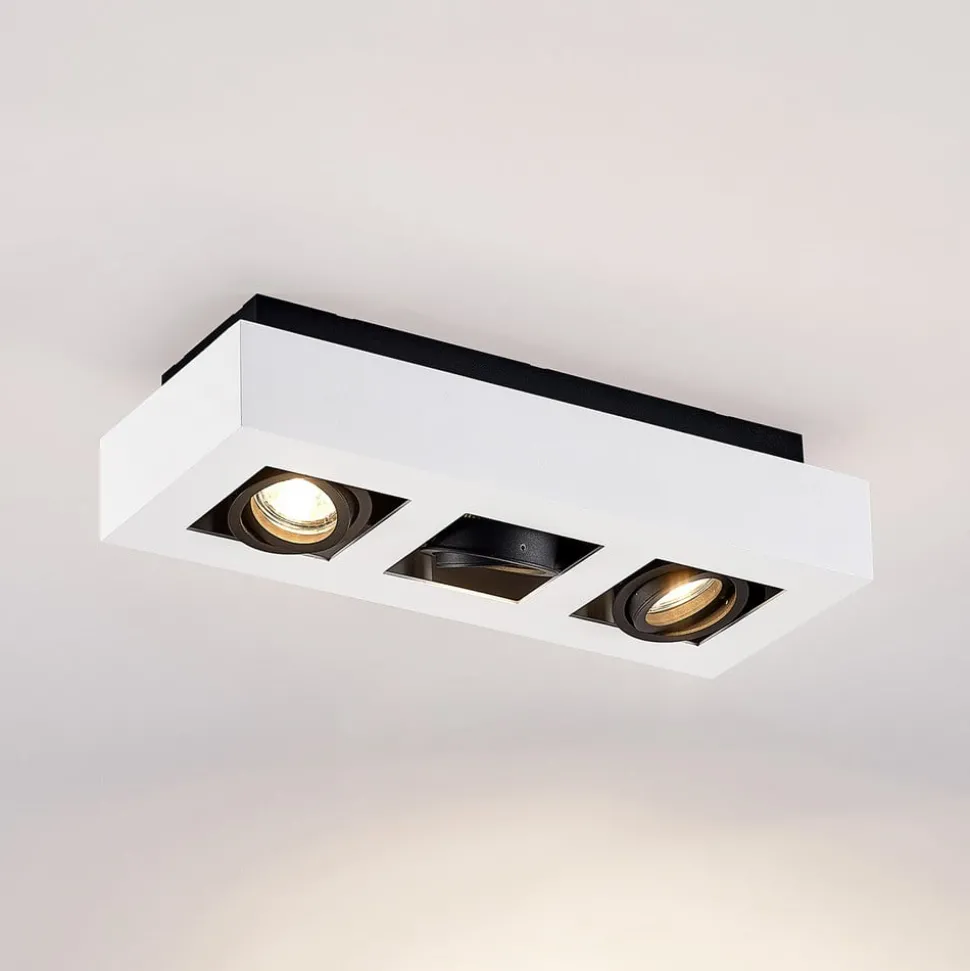 Arcchio spot Vince, 36 cm, 3-lamps, wit/zwart, GU10