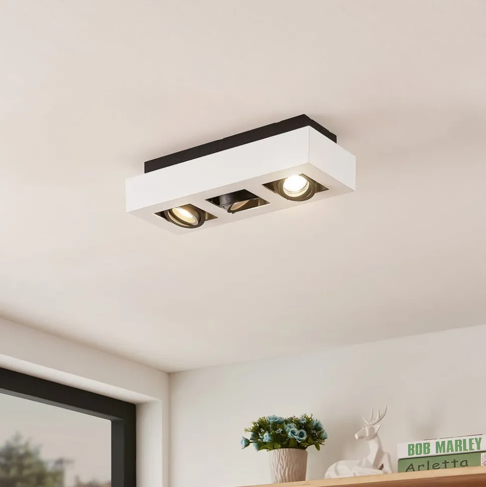 Arcchio spot Vince, 36 cm, 3-lamps, wit/zwart, GU10