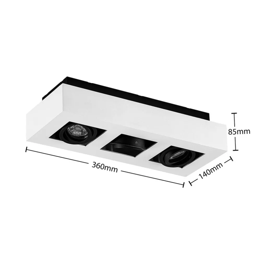 Arcchio spot Vince, 36 cm, 3-lamps, wit/zwart, GU10