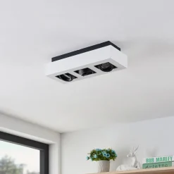 Arcchio spot Vince, 36 cm, 3-lamps, wit/zwart, GU10