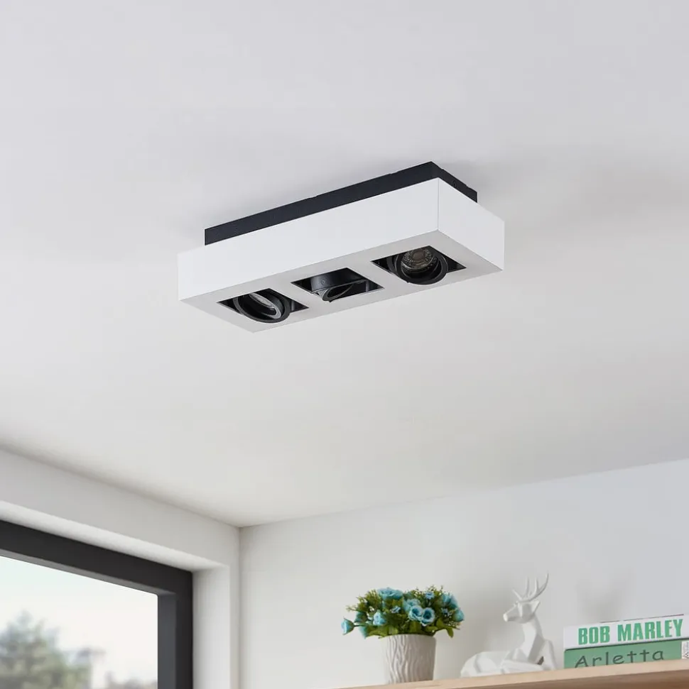 Arcchio spot Vince, 36 cm, 3-lamps, wit/zwart, GU10