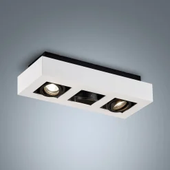 Arcchio spot Vince, 36 cm, 3-lamps, wit/zwart, GU10