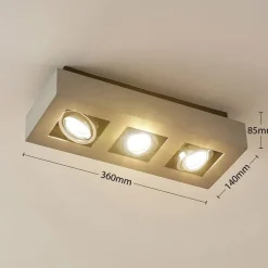 Arcchio spot Vince, 36 cm, 3-lamps, zilver, GU10