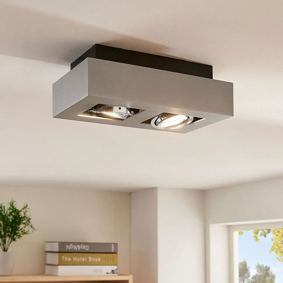 Arcchio spot Vince, 25 cm, 2-lamps, zilver, GU10