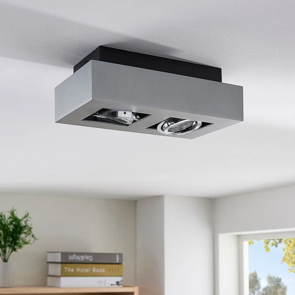 Arcchio spot Vince, 25 cm, 2-lamps, zilver, GU10