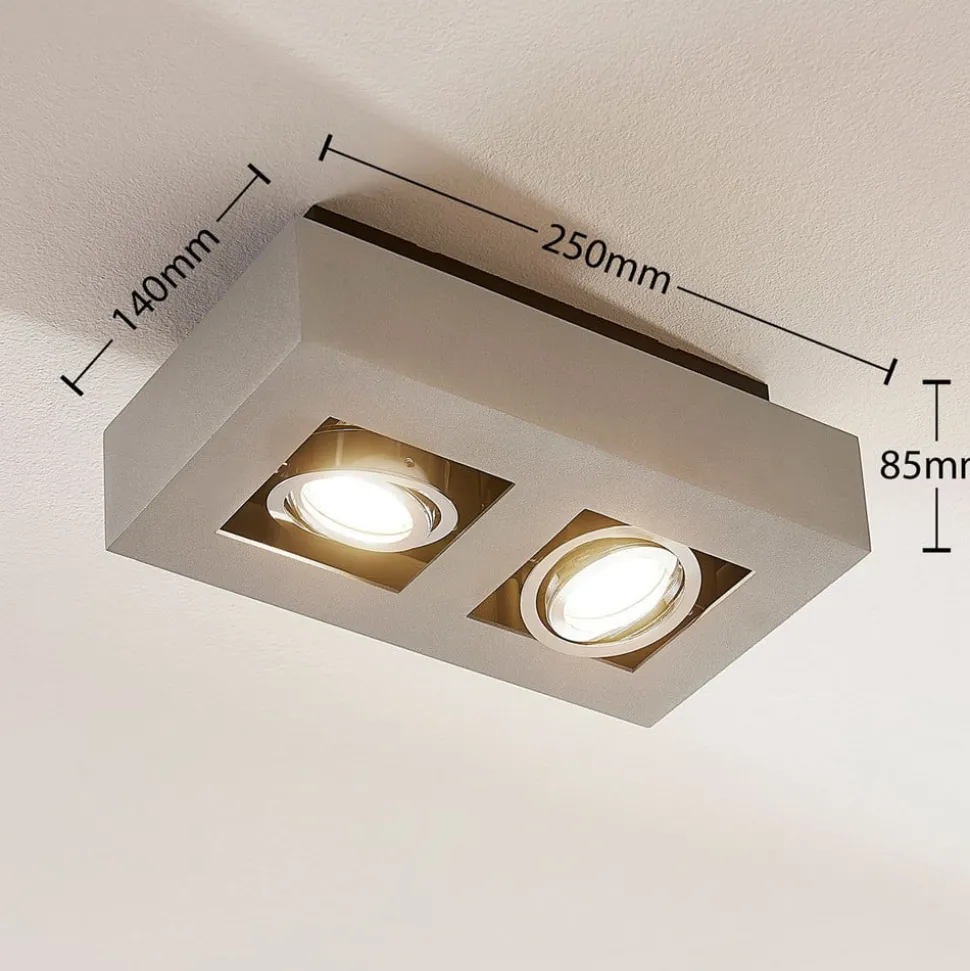 Arcchio spot Vince, 25 cm, 2-lamps, zilver, GU10