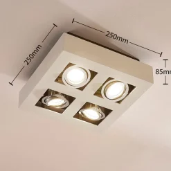 Arcchio spot Vince, 25 x 25 cm, 4-lamps, wit/chroom, GU10