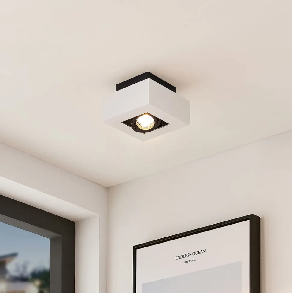 Arcchio spot Vince, 14 x 14 cm, wit/zwart, GU10