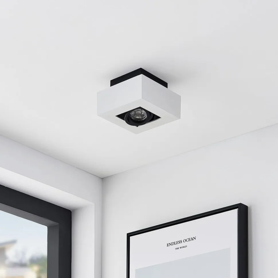 Arcchio spot Vince, 14 x 14 cm, wit/zwart, GU10