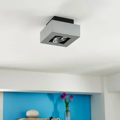 Arcchio spot Vince, 14 x 14 cm, zilver, metaal, GU10