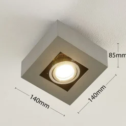 Arcchio spot Vince, 14 x 14 cm, zilver, metaal, GU10