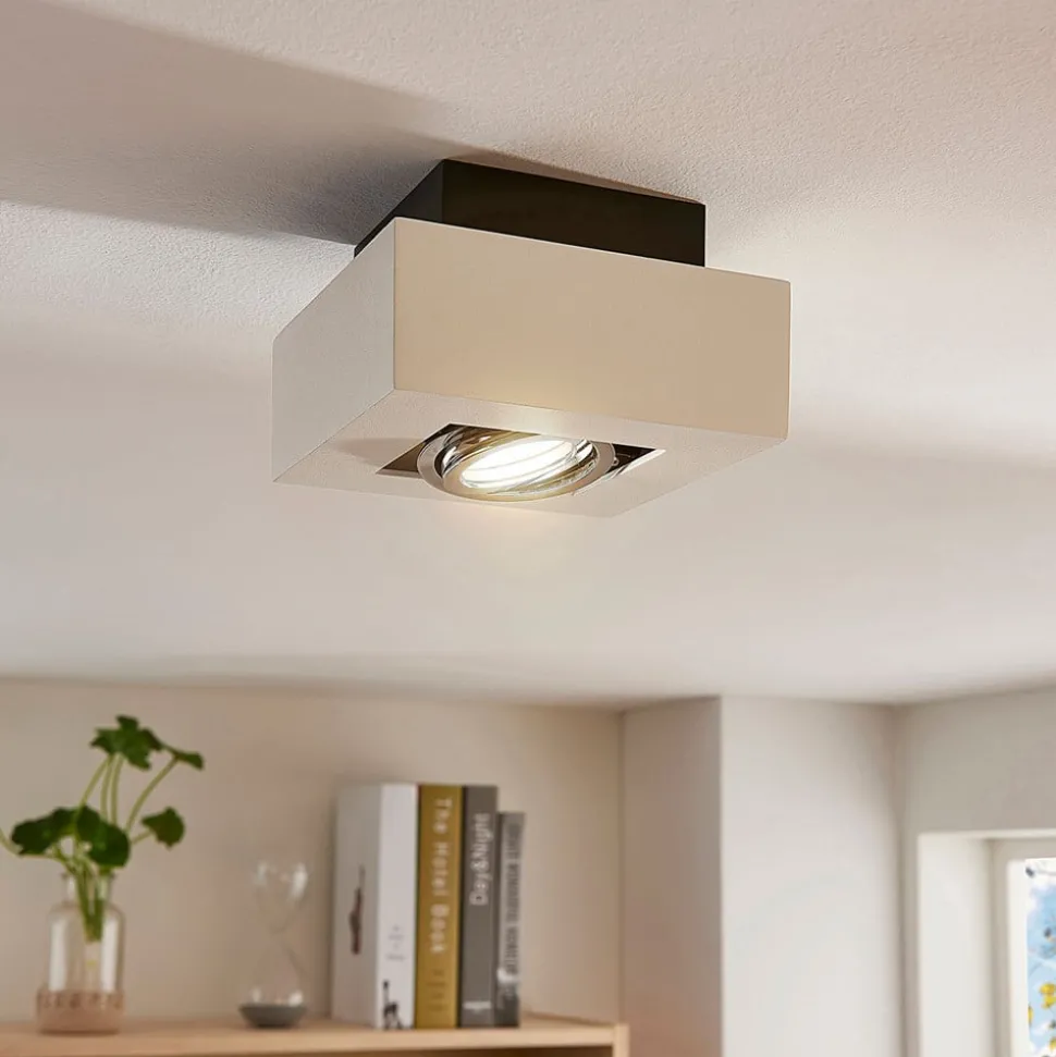 Arcchio spot Vince, 14 x 14 cm, wit/chroom, metaal, GU10