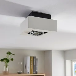 Arcchio spot Vince, 14 x 14 cm, wit/chroom, metaal, GU10