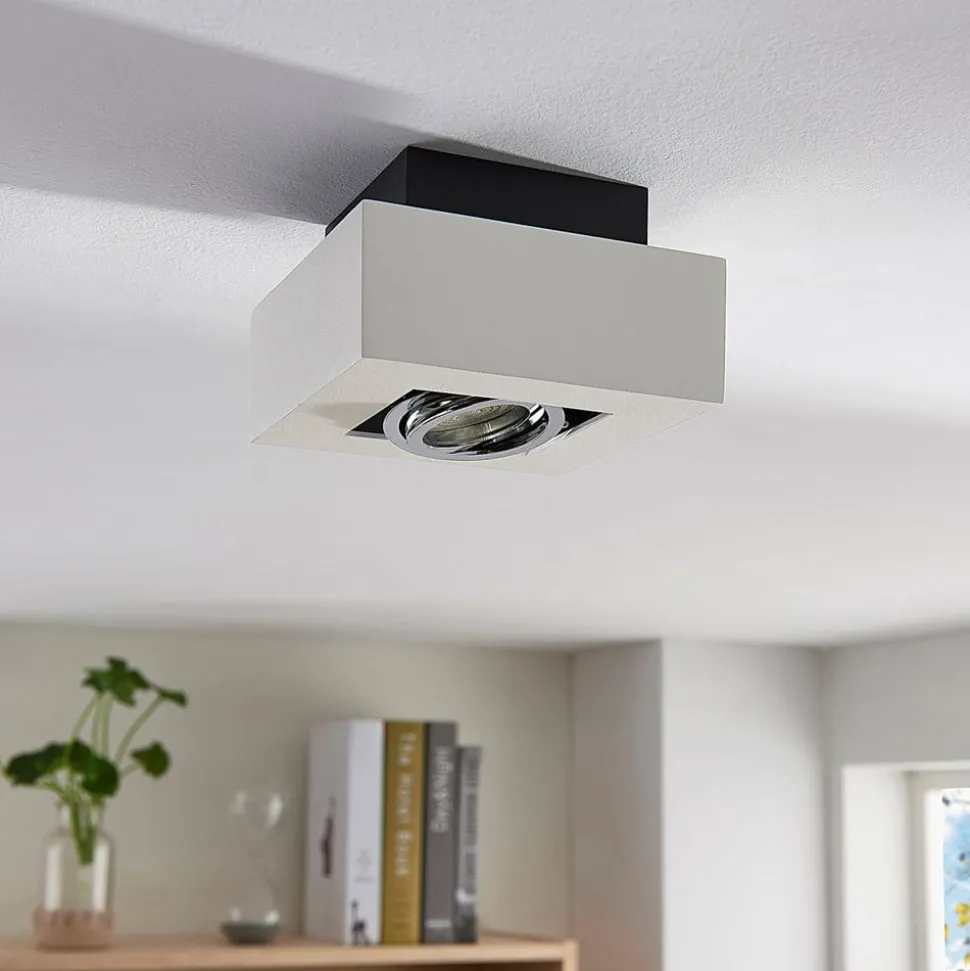 Arcchio spot Vince, 14 x 14 cm, wit/chroom, metaal, GU10