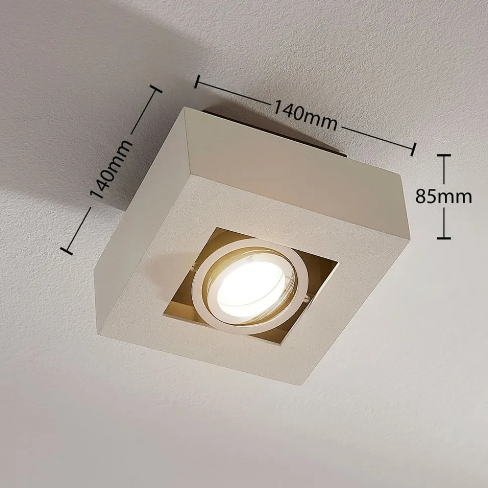 Arcchio spot Vince, 14 x 14 cm, wit/chroom, metaal, GU10