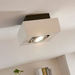 Arcchio spot Vince, 14 x 14 cm, wit/chroom, metaal, GU10