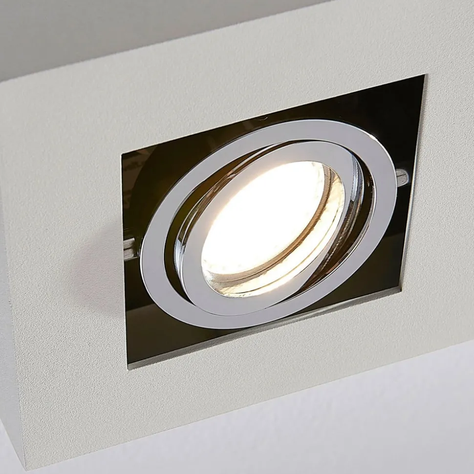 Arcchio spot Vince, 14 x 14 cm, wit/chroom, metaal, GU10