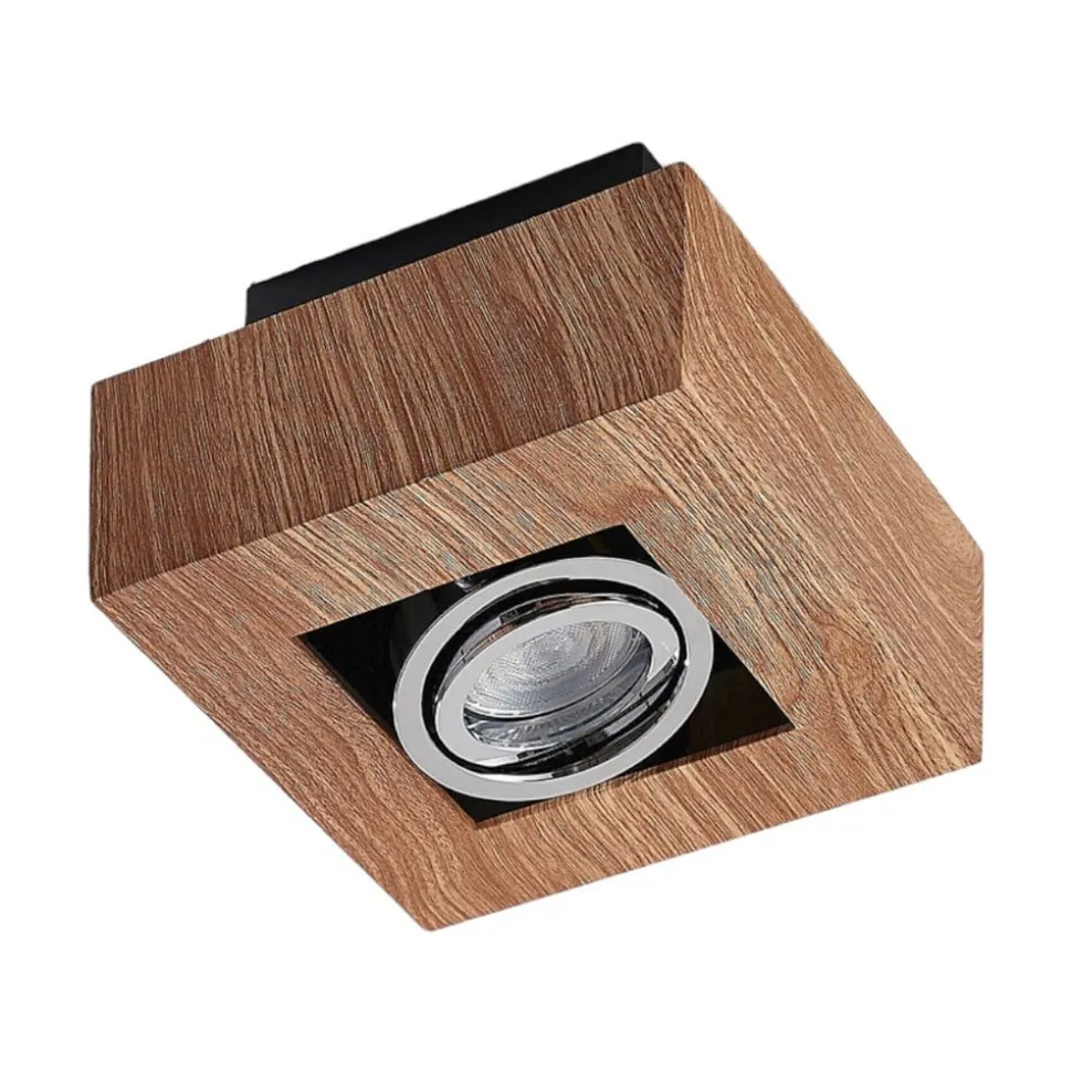 Arcchio spot Vince, 14 x 14 cm, houtkleurig, metaal, GU10