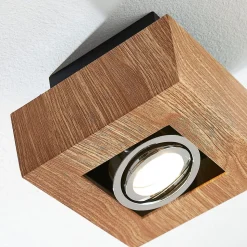 Arcchio spot Vince, 14 x 14 cm, houtkleurig, metaal, GU10