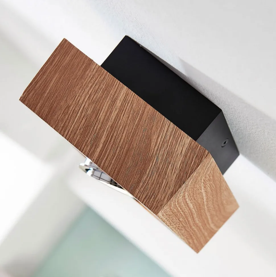 Arcchio spot Vince, 14 x 14 cm, houtkleurig, metaal, GU10