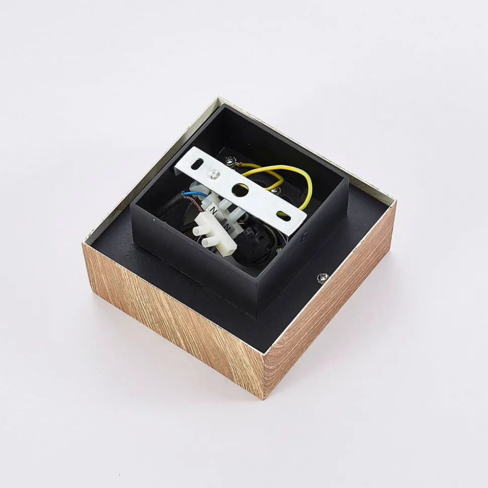 Arcchio spot Vince, 14 x 14 cm, houtkleurig, metaal, GU10